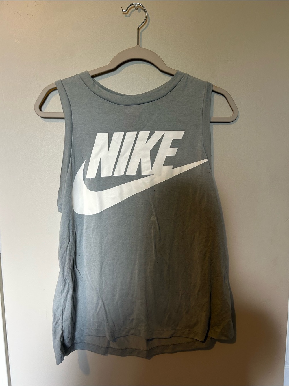 Nike Women's Gray Sleeveless Muscle Tee with White Logo